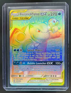 2019 Pokemon Sun & Moon Cosmic Eclipse Blastoise Piplup Tag Team #253/236 - Image 1