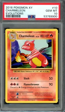 2016 Pokemon XY Evolutions 10/108 Charmeleon PSA 10 GEM MINT Non-Holo - Image 1