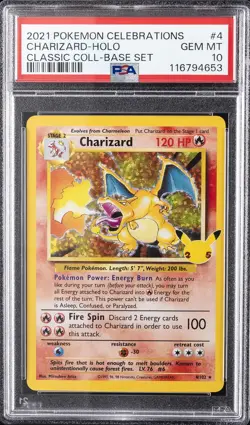 2021 POKEMON CELEBRATIONS CLASSIC COLL #4 CHARIZARD-HOLO PSA 10 - Image 1