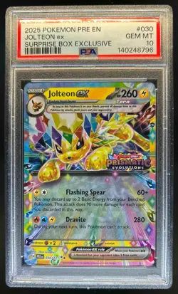 2025 Pokemon Prismatic Evolutions Jolteon ex Promos #030/131 PSA 10 - Image 1