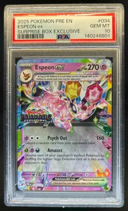 2025 Pokemon Prismatic Evolutions Espeon ex Promos #034/131 PSA 10 - Image 1