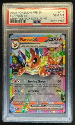 2025 Pokemon Prismatic Evolutions Flareon ex Promos #014/131 PSA 10 - Image 1