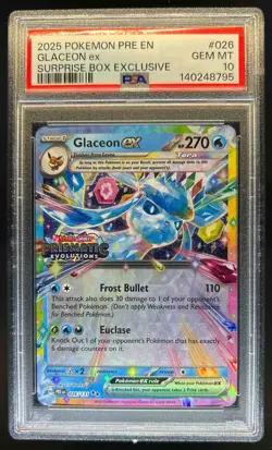 2025 Pokemon Prismatic Evolutions Glaceon ex Promos #026/131 PSA 10 - Image 1