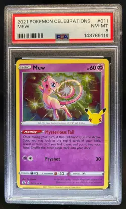 2021 Pokemon SWSH Celebrations Mew Holo #011/025 PSA 8 - Image 1