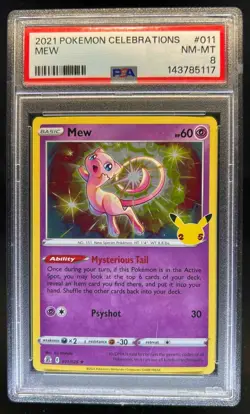2021 Pokemon SWSH Celebrations Mew Holo #011/025 PSA 8 - Image 1