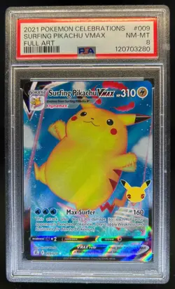 2021 Pokemon SWSH Celebrations Surfing Pikachu VM #009/025 PSA 8 - Image 1