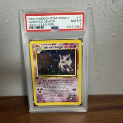 Pokemon Sabrina's Gengar 2000 Gym Heroes #14 Holo 1st Edition PSA 8 NM-MT - Image 1