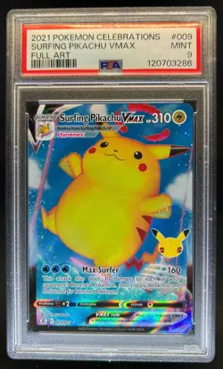 2021 Pokemon SWSH Celebrations Surfing Pikachu VM #009/025 PSA 9 - Image 1