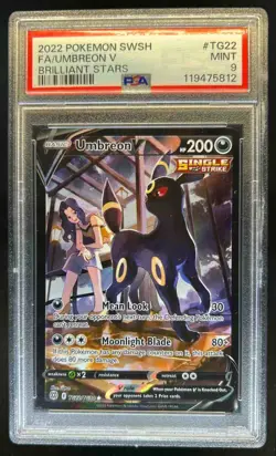 2022 Pokemon Brilliant Stars Umbreon V Trainer Gallery Full Art #TG22/TG30 PSA 9 - Image 1