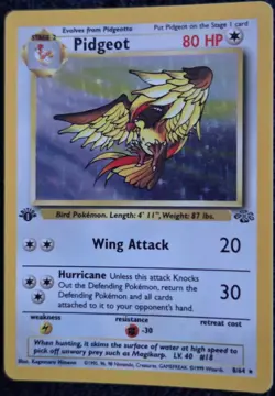 Pokemon Pidgeot 8/64 Jungle 1st Edition Holo Rare 80HP English TCG - Image 1