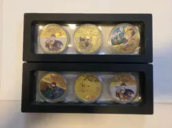 6 24k Gold Plates Pokemon Coins With Display Charizard, Pikachu, Squirtle - Image 2