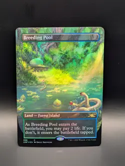MTG - Breeding Pool - FOIL BORDERLESS - Land (G/U) - UNF #286 - Rare - Image 1