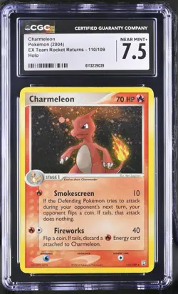 CGC 7.5 Pokemon Charmeleon 110/109 2004 EX Team Rocket Returns Secret Rare Holo - Image 1