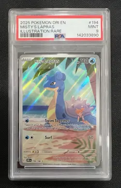 2025 Pokemon Destined Rivals Misty’s Lapras 194/182 Illustration Rare PSA 9 MINT - Image 1