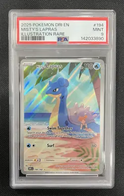 2025 Pokemon Destined Rivals Misty’s Lapras 194/182 Illustration Rare PSA 9 MINT - Image 5