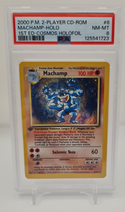 2000 Pokemon Machamp Holo 1st Edition CD-ROM Cosmos Holofoil PSA 8 - Image 1