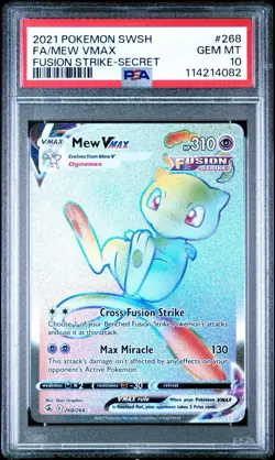Mew VMAX PSA 10 Fusion Strike English Pokemon Card 2021 Secret Rainbow 268/264 - Image 1