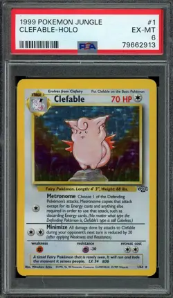 Clefable Pokemon 1999 Jungle Holo Rare 1/64 WOTC PSA 6 EX-MT - Image 1