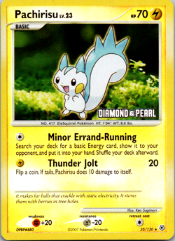 Pokemon TCG Pachirisu Diamond & Pearl 35/130 Burger King Promo Reverse Holo NM - Image 1
