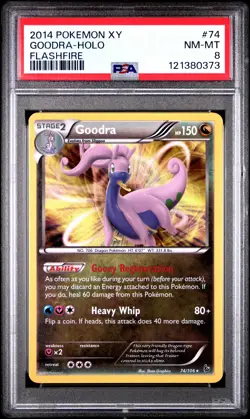 2014 POKEMON XY FLASHFIRE #74 GOODRA-HOLO PSA 8 - Image 1