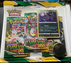 POKEMON EVOLVING SKIES 3-PACK Blister BOOSTER UMBREON PROMO SWORD SHIELD (NEW) - Image 1