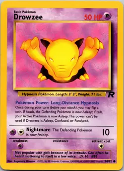 Drowzee 54/82 Team Rocket Pokemon TCG LP / NM - Image 1