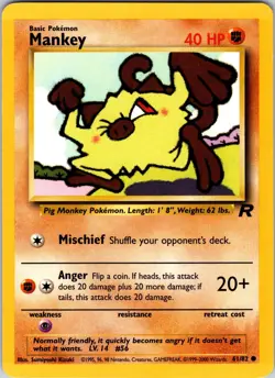 Mankey 61/82 Team Rocket Pokemon TCG LP Unlimited - Image 1