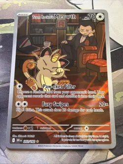 Pokemon Team Rocket's Meowth 203/182 IR Sv10 Destined Rivals NM - Image 1