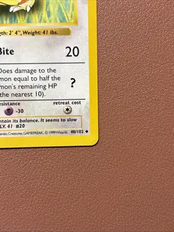 Pokemon TCG Raticate Base Set, Shadowless Uncommon Card 40/102, LP Condition - Image 2