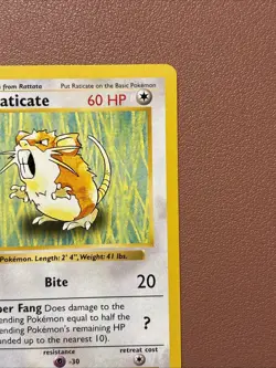 Pokemon TCG Raticate Base Set, Shadowless Uncommon Card 40/102, LP Condition - Image 3