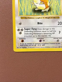 Pokemon TCG Raticate Base Set, Shadowless Uncommon Card 40/102, LP Condition - Image 5