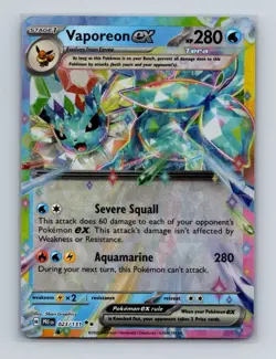 Vaporeon ex 023 2025 Pokemon Prismatic Evolutions Double Rare Holo Card NM+ (b) - Image 1