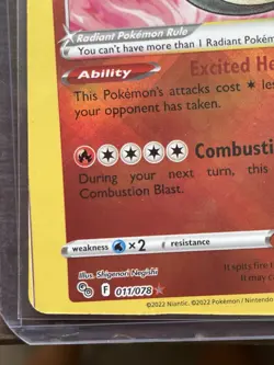 MISCUT ERROR Radiant Charizard Pokemon GO 011/078 Pokemon Card CCG - Image 5
