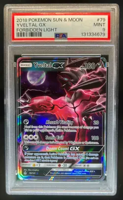 2018 Pokemon Sun & Moon Forbidden Light Yveltal Holo #79/131 PSA 9 - Image 1