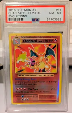 2016 Pokemon XY Evolutions Reverse Holo Charizard #11 PSA 8 - Image 1