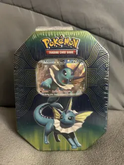 Pokemon TCG: Elemental Power Tin Vaporeon GX + 4 Packs (Sun & Moon 2019) SEALED - Image 1