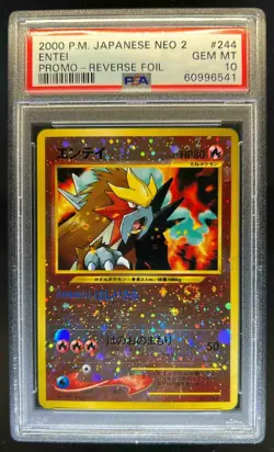 2000 Pokemon Japanese Neo 2 Entei Promo Reverse Foil #244 PSA 10 Gem Mint - Image 1
