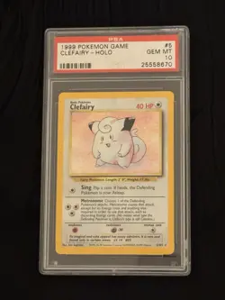 1999 POKEMON BASE SET UNLIMITED #5 CLEFAIRY-HOLO PSA 10 - Image 1