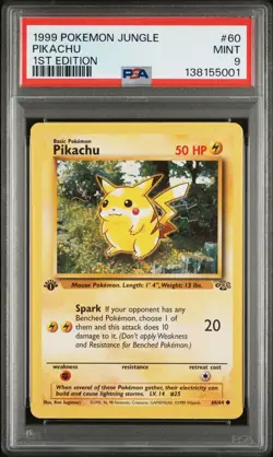 1999 Pokemon Jungle 1st Edition Pikachu 60 FRESHLY GRADED PSA 9 MINT - Image 1