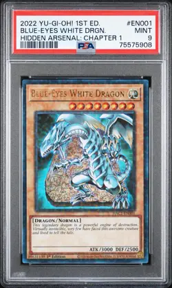 BLUE-EYES WHITE DRGN.1ST ED. YU-GI-OH! HIDDEN ARSENAL: CHAP. 1 2022 EN001 PSA 9 - Image 2