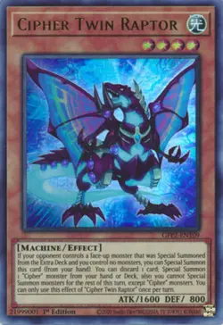 Cipher Twin Raptor - GFP2-EN109 - Ultra Rare - 1st Edition - Lightly Played - Image 1