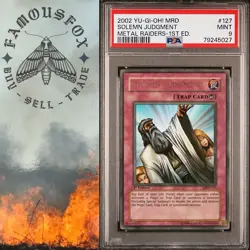 2002 YUGIOH 1ST ED MRD-127 SOLEMN JUDGMENT ULTRA RARE PSA 9 MINT - Image 1