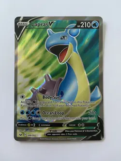 Lapras V 189/202 Sword & Shield Base Set Full Art Ultra Rare Pokemon Card * New - Image 1