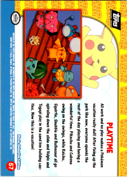 PLAYTIME #57 - PIKACHUS VACATION- Topps BLACK LOGO - POKEMON CARD - NM - Image 2