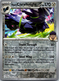 2025 Pokemon TCG Hop's Corviknight 108 Journey Together Reverse Holo U Card NM+ - Image 1