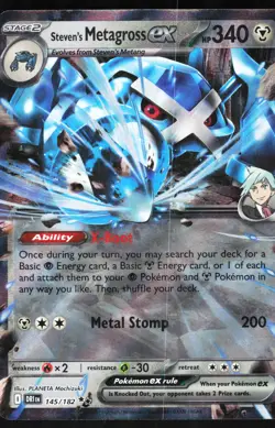 Steven's Metagross ex 145/182 Pokemon SV10: Destined Rivals Double Rare NM - Image 1