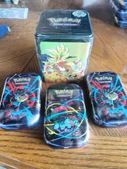 3 Pokemon TCG Mega Heroes Mini Tins &1 Stacking Tin Lot Sealed - Image 1