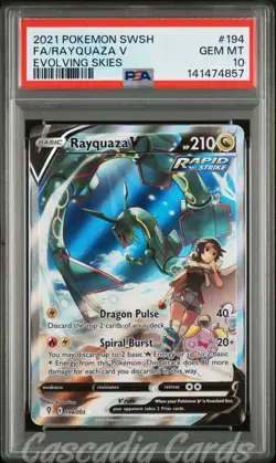 PSA 10 Rayquaza V Full Alt Art 194/203 Evolving Skies Pokemon - Image 1