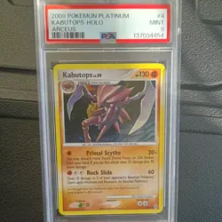 2009 POKEMON PLATINUM ARCEUS #4 KABUTOPS-HOLO PSA 9 - Image 1