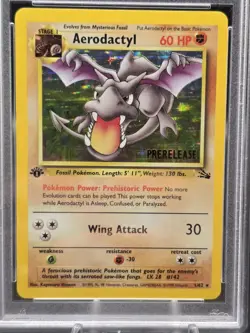 Pokemon TCG Aerodactyl 1/62 Fossil 1st Edition Prerelease Holo PSA 6 - Image 2